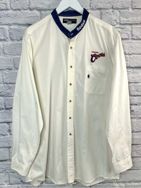 Vintage Other - Vintage Men's Coors Rodeo Band Collar Long Sleeve Button Down Western Shirt XL